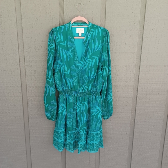 Lilly Pulitzer Axton Dress Size 16 Fiddle Leaf Green Its A Jungle Out There - Picture 1 of 13